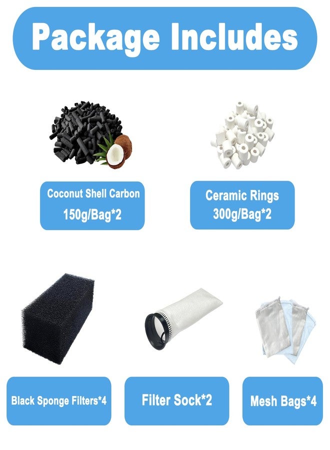 beaufan 14-Pack Set Aquarium Filter Media Compatible with Waterbox AIO 10 Cube and AIO 15 Peninsula Aquarium Filter, Includes Filter Socks, Carbon Pellets, Ceramic Rings, Sponge Filters and Mesh Bags - Image 3